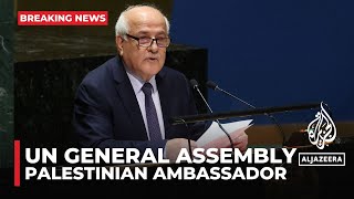 Palestinian ambassador to the UN addresses General Assembly [upl. by Kaslik]