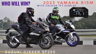 2023 Yamaha R15M Vs Suzuki Gixxer SF250  Drag Race [upl. by Iaw114]