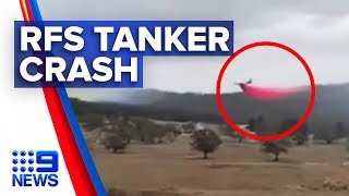 Final moments of air tanker which killed US firies  Nine News Australia [upl. by Nileuqaj]