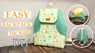 DIY EASY BACKPACK for KIDS  Cute Backpack Simple Way Sewing Tutorial sewingtimes [upl. by Nevaeh336]