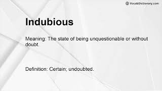 Indubious Meaning [upl. by Liddle799]