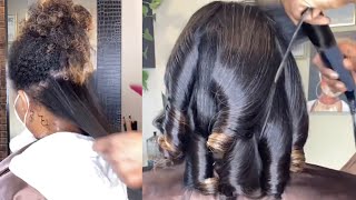 😮100 Silk Press 3c Hair Transformation from start to finish ✨ [upl. by Shaughn14]