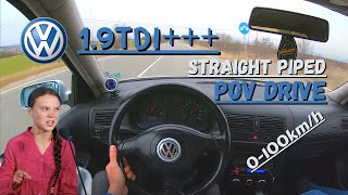 Straight Piped VW Golf 4 19tdi 170hp  POV Test Drive 60FPS [upl. by Ibba]