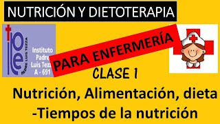 CLASE 1 NUTRICION ALIMENTACION TIEMPOS DE LA NUTRICION Y DIETA [upl. by Jerrilyn]