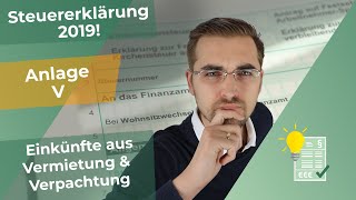 Steuererklärung 2019  Anlage V ausfüllen [upl. by Anawk]