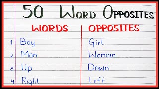 50 Word opposites in english  Opposite word in English  List of word opposites [upl. by Naols94]