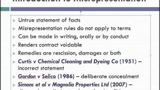 Misrepresentation Lecture 1 of 4 [upl. by Sherborn]