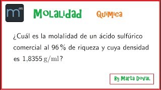 Molalidad disoluciones Química [upl. by Heman]