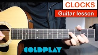 Coldplay  Clocks  Guitar Lesson Tutorial Chords amp Intro [upl. by Gabriele]