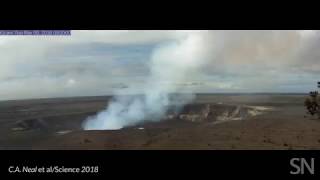 Watch Kilaueas summit caldera collapse  Science News [upl. by Anegroeg861]